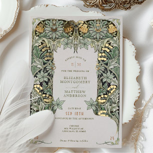 Columbine Morris Victorian Vintage Wedding Foil Invitation