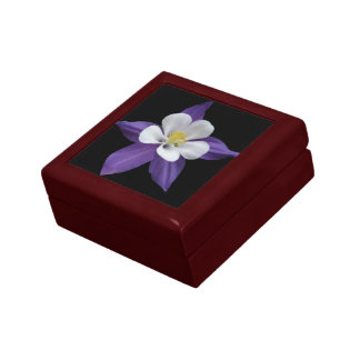 Columbine Purple and White Flower Jewelry Gift Box