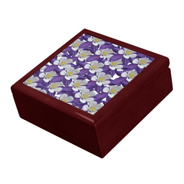Columbine Purple and White Flower Pattern Gift Box (Side)