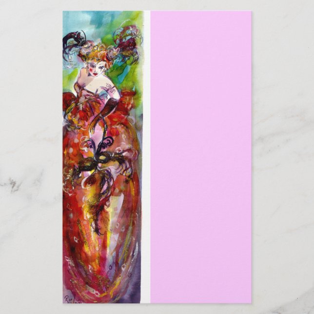 COLUMBINE, red blue green pink Stationery (Front)