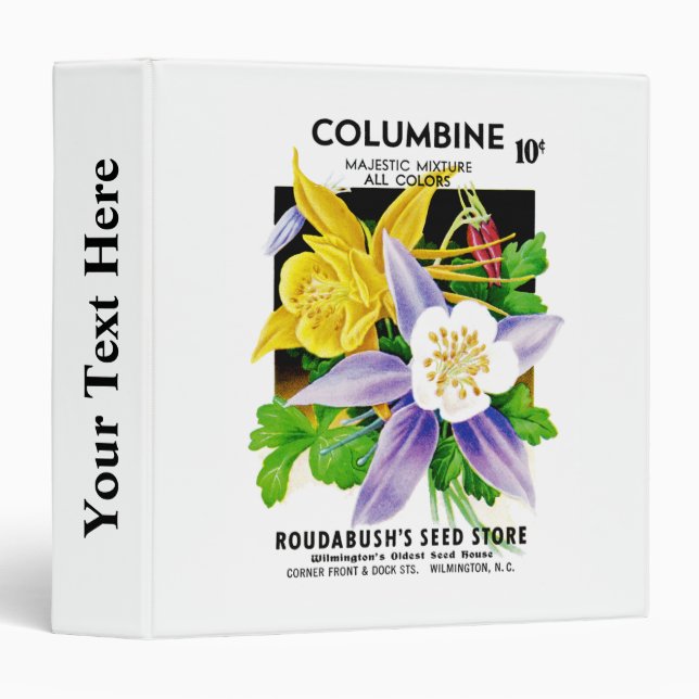 Columbine Seed Packet Label 3 Ring Binder (Front/Spine)