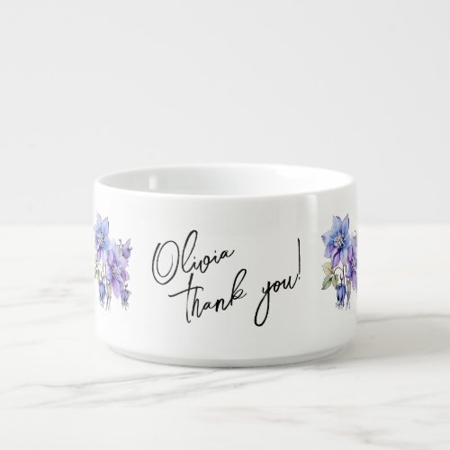 Columbine Thank you Editable Slogan  Name Bowl