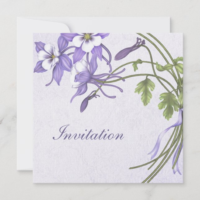 Columbine Wedding Invitations - Metallic Champagne (Front)