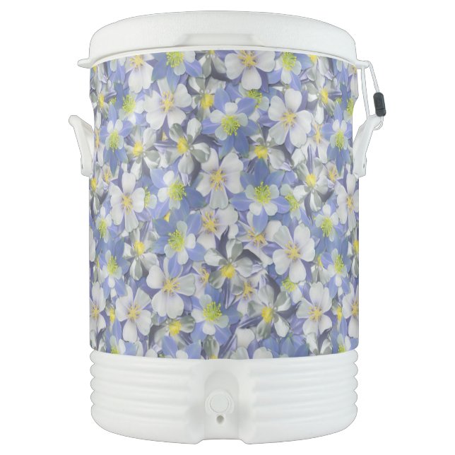 Columbines Seamless Pattern Beverage Cooler (Front)