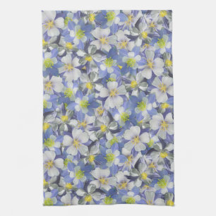 Columbines Seamless Pattern Kitchen Towel