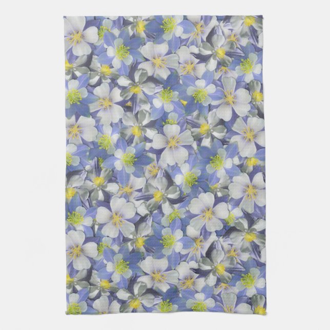 Columbines Seamless Pattern Kitchen Towel (Vertical)
