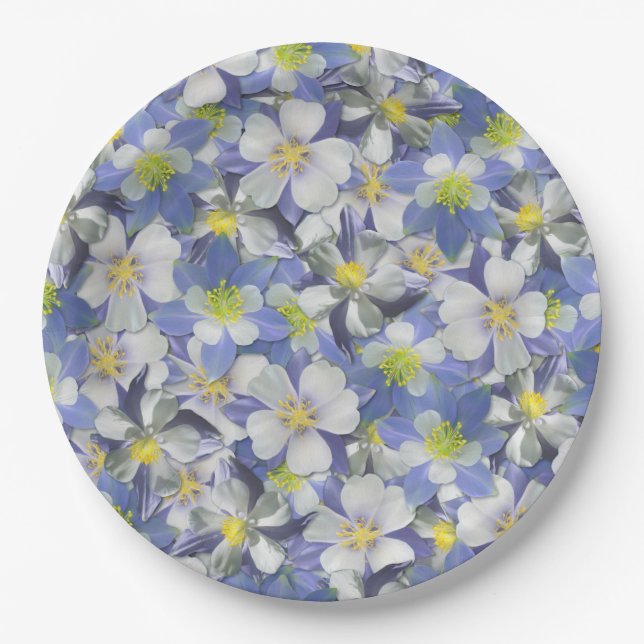 Columbines Seamless Pattern Paper Plates (Front)