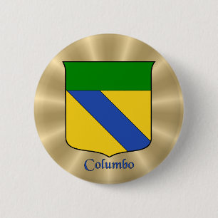 Columbo Historical Shield on Golden Sunburst Pinback Button