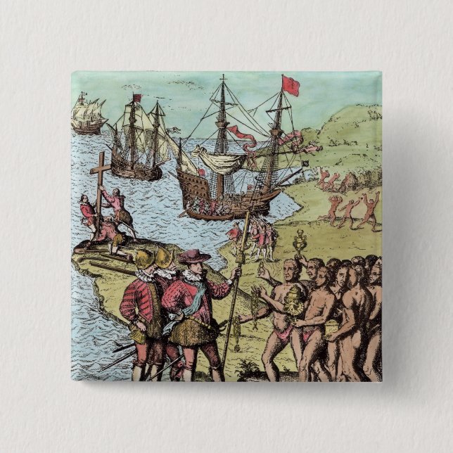Columbus at Hispaniola Button (Front)