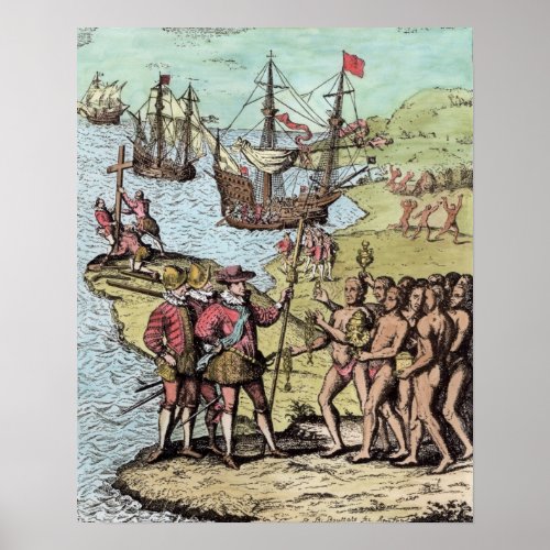 Columbus at Hispaniola Poster
