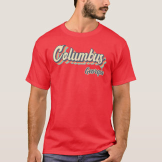 Columbus city Georgia Retro Vintage 70s rainbow Ov T-Shirt