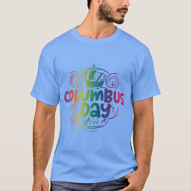 Columbus Day Carolina Blue T-Shirt (Front)