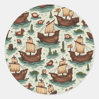 Columbus Day Classic Round Sticker