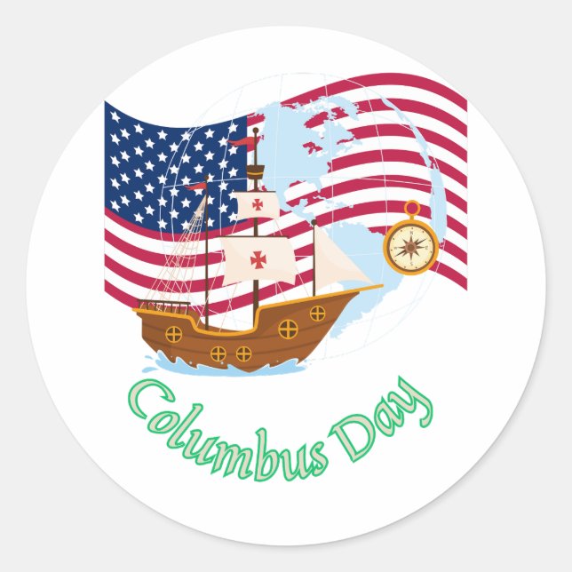 Columbus Day Classic Round Sticker (Front)