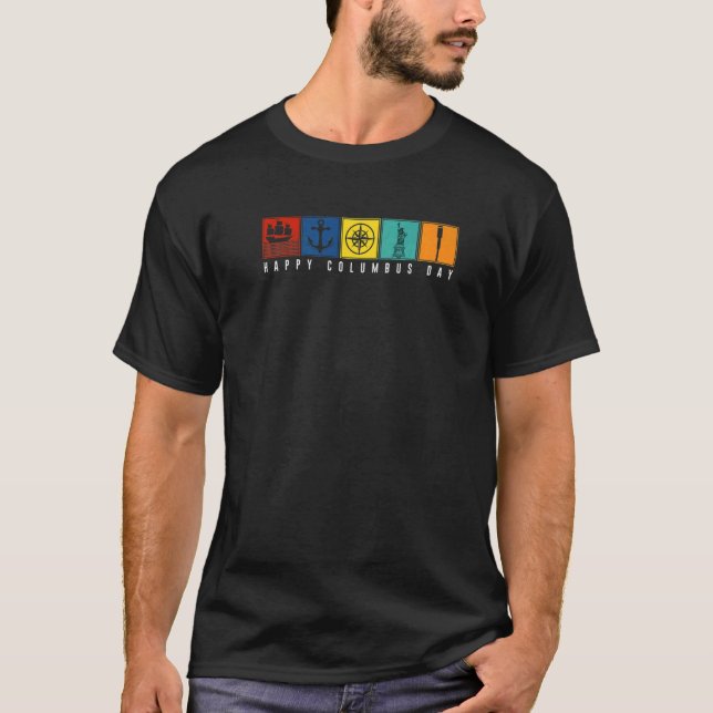 Columbus Day Discovery of America Caravels America T-Shirt (Front)