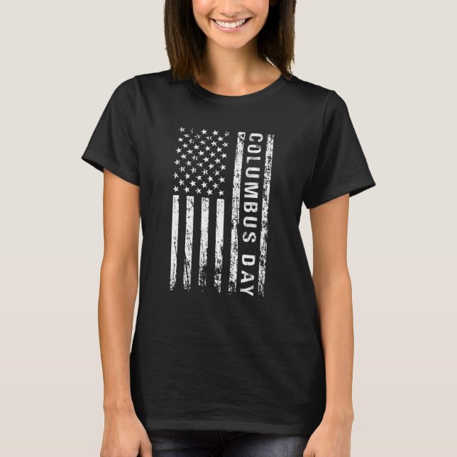 Columbus Day Discovery of America Usa flag White T-Shirt (Front)