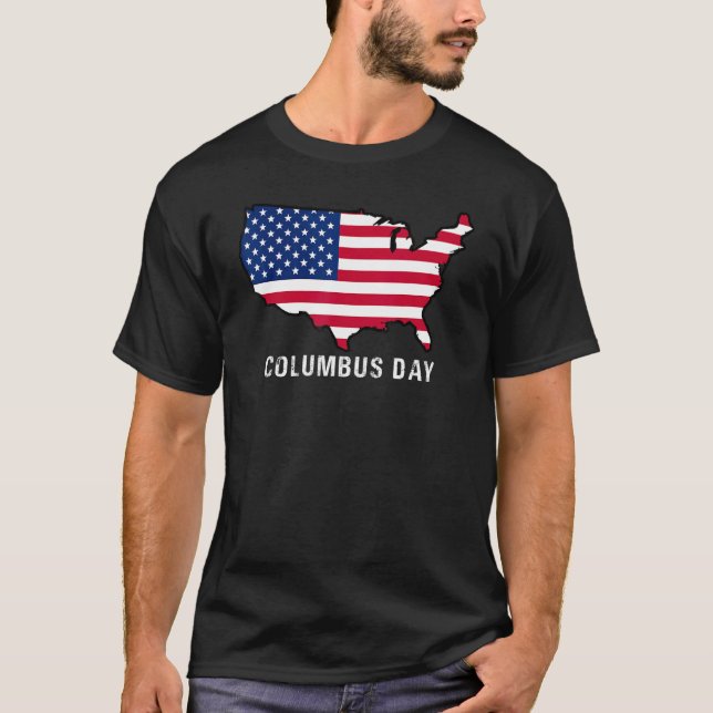 Columbus Day Discovery of America Usa Map T-Shirt (Front)