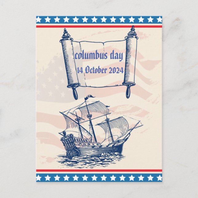 Columbus day honor history 14 October  Postcard (Front)