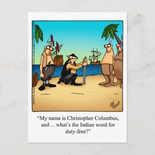 Columbus Day Humor Postcard