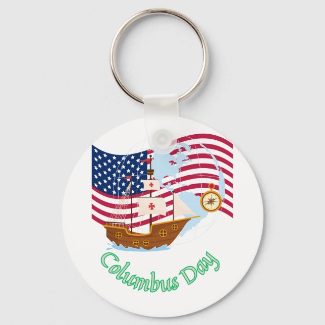 Columbus Day Keychain (Front)