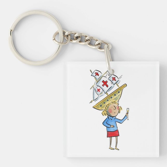Columbus Day Keychain (Front)