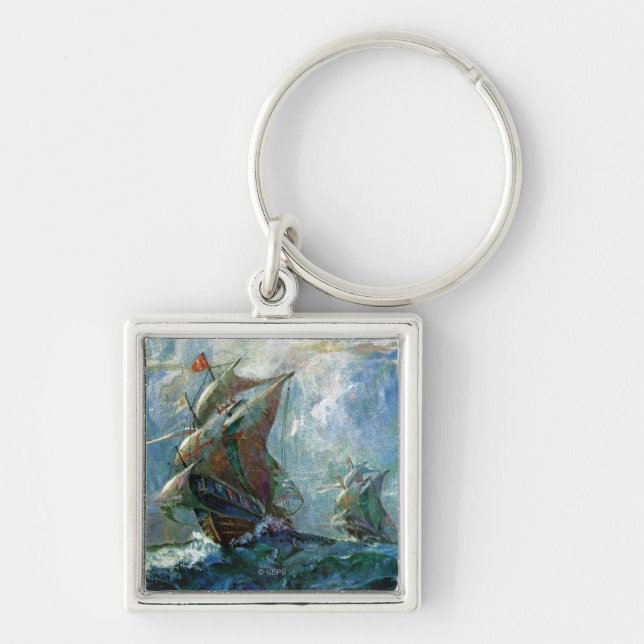 Columbus Day Keychain (Front)