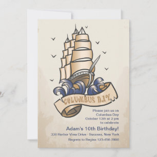 Columbus Day Ship Invitation