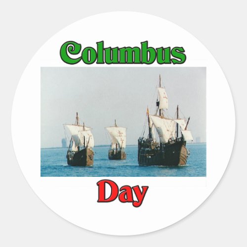 Columbus Day Ships Classic Round Sticker