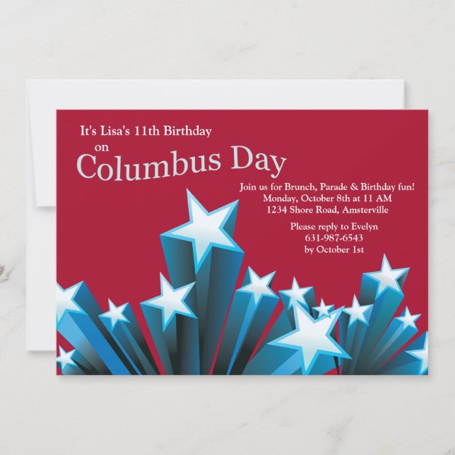 Columbus Day Stars Invitation (Front)