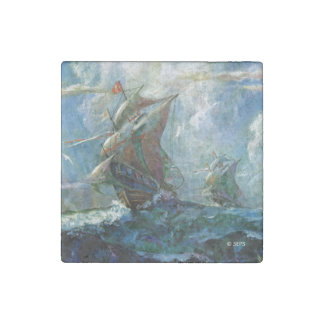Columbus Day Stone Magnet