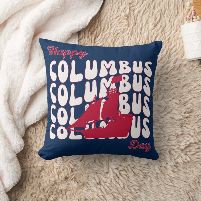 Columbus Day  Throw Pillow (Blanket)