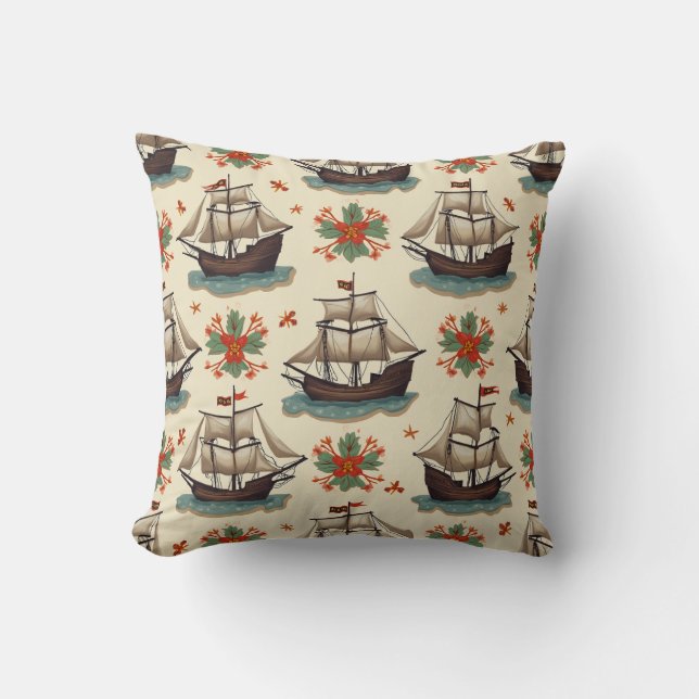 Columbus Day Throw Pillow (Front)