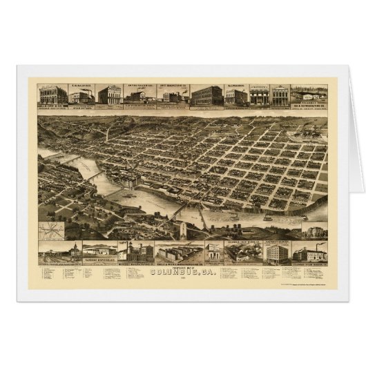 Columbus, GA Panoramic Map - 1886 Cards (Front Horizontal)