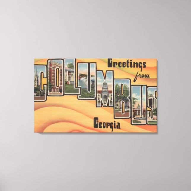 Columbus, Georgia - Large Letter Scenes Canvas Print (Front)