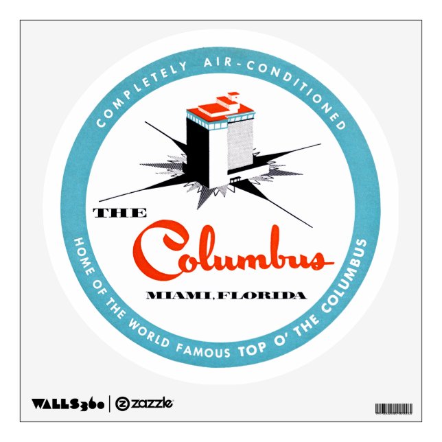 Columbus Hotel Miami Florida Wall Decal (Front)