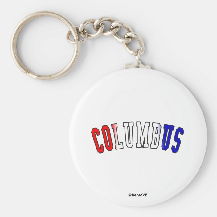 Columbus in Ohio State Flag Colors Key Chain