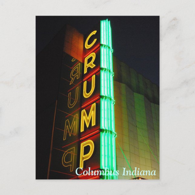 Columbus Indiana Crump Theater Postcard (Front)