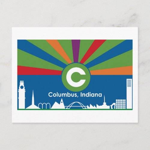 Columbus Indiana Flag Postcard