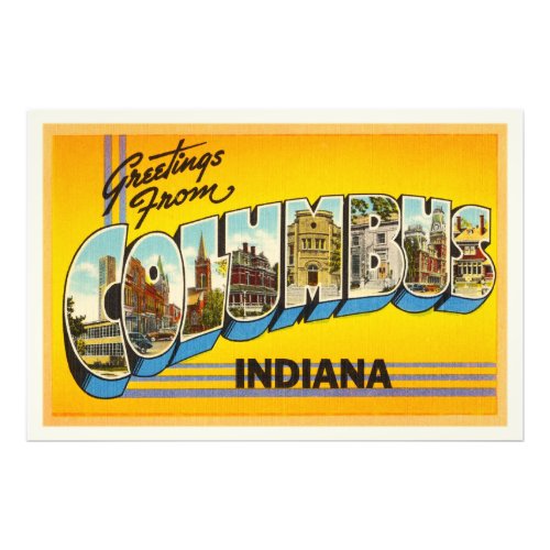 Columbus Indiana IN Old Vintage Travel Souvenir Photo Print