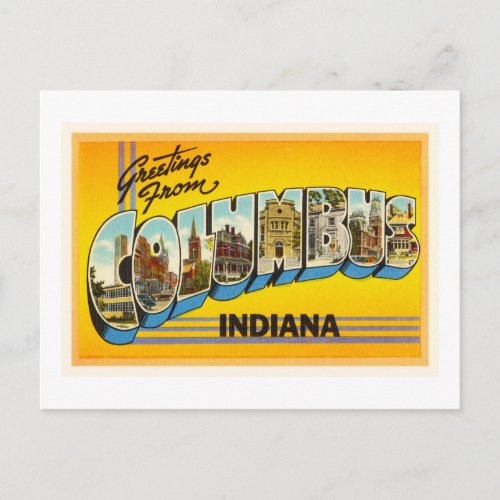 Columbus Indiana IN Old Vintage Travel Souvenir Postcard