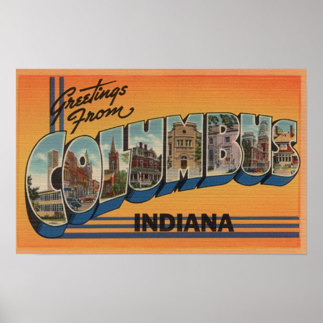 Columbus, Indiana - Large Letter Scenes Poster (Front)