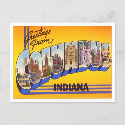 Columbus Indiana Vintage Big Letters Postcard