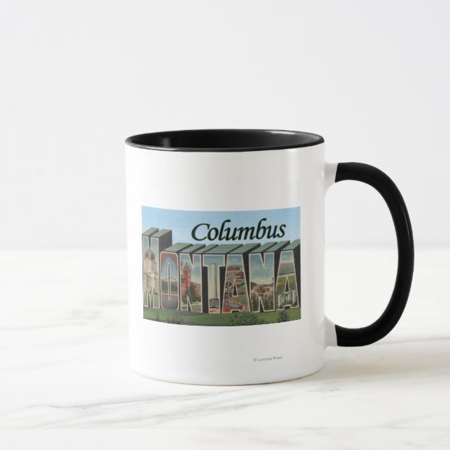 Columbus, Montana - Large Letter Scenes Mug (Right)