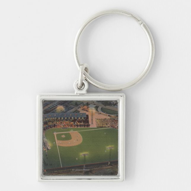 Columbus, OH - Aerial of Red Bird Baseball Keychain (Front)