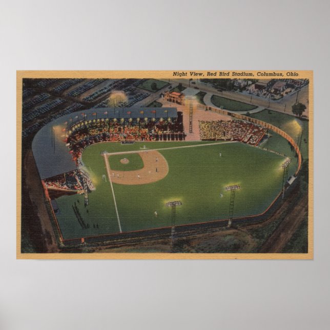 Columbus, OH - Aerial of Red Bird Baseball Poster (Front)