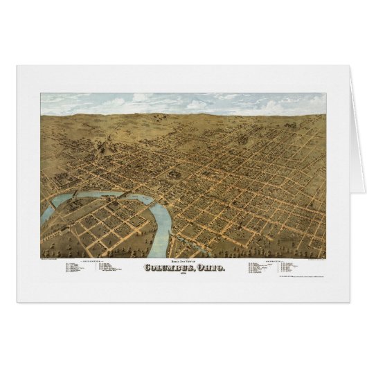 Columbus, OH Panoramic Map - 1872 Cards (Front Horizontal)