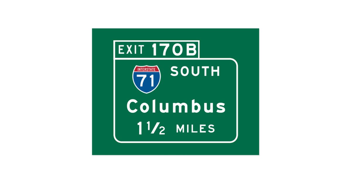 Columbus, OH Road Sign Postcard