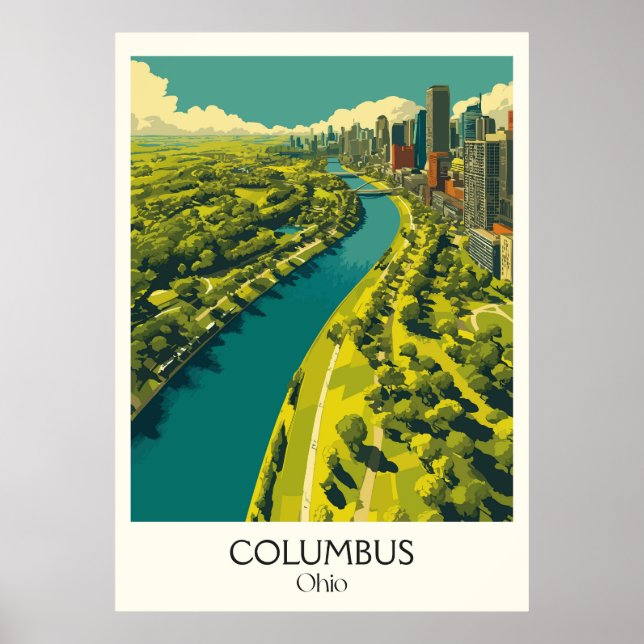 Columbus Ohio Capital City Skyline Modern Urban Poster (Front)