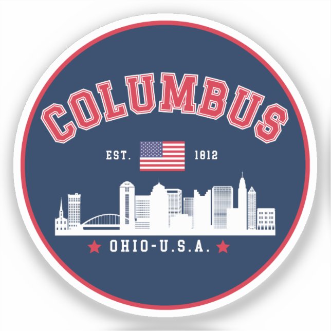 Columbus Ohio Cityscape Design Sticker (Front)