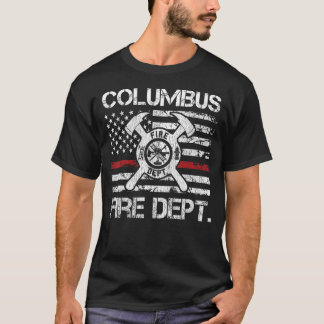 Columbus Ohio Fire Department Thin Red Line Logo T-Shirt